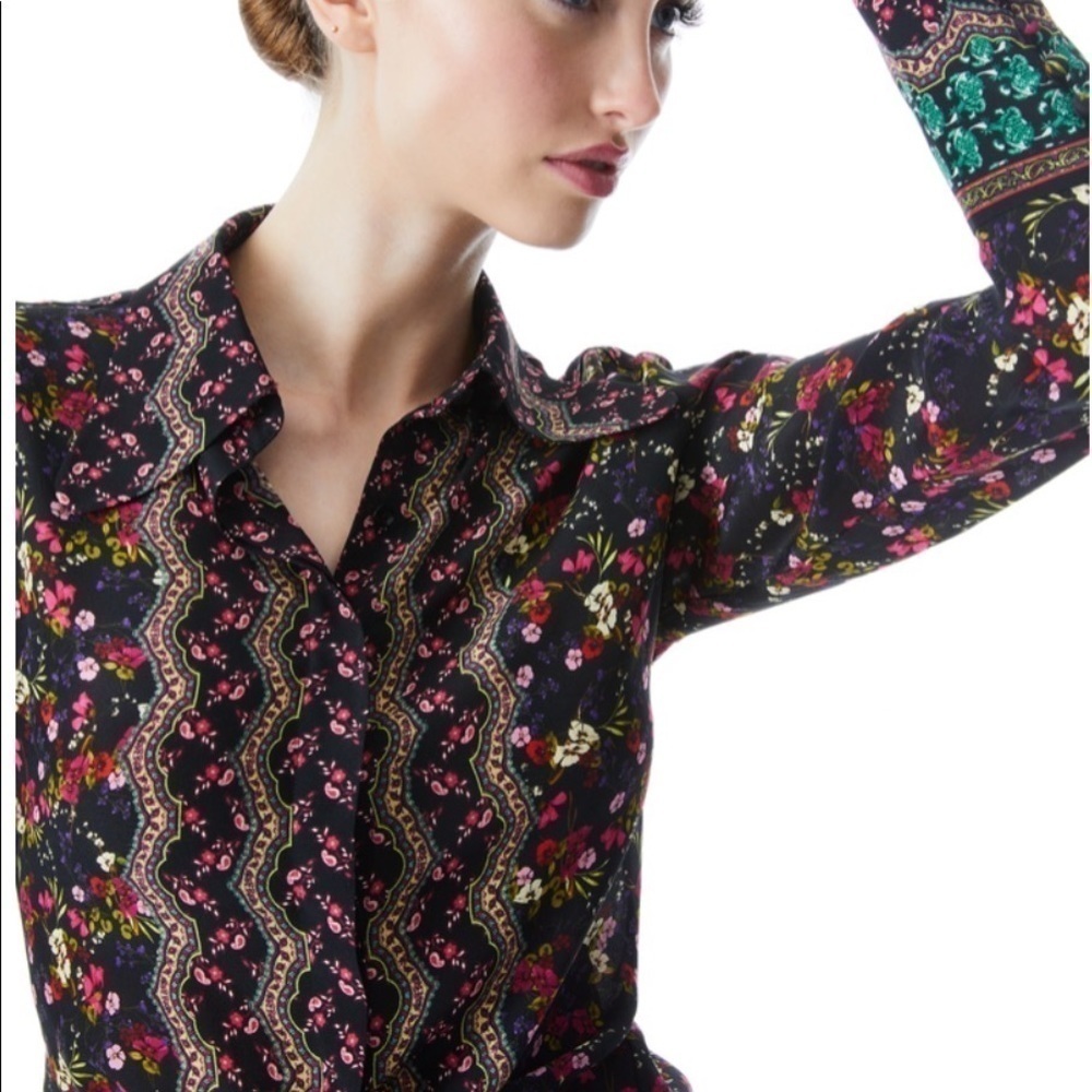 ALICE + OLIVIA WILLA 70'S COLLAR PLACKET TOP